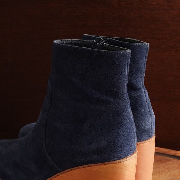 Charlotte Stone Boots Womens SZ 6 Blue Suede Paz Clog Preppy Indie Festival Boho - Picture 7 of 14